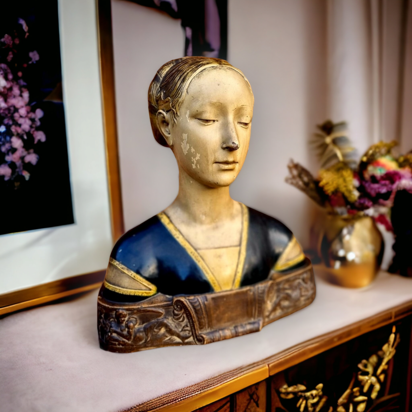 After Francesco Laurana (1430-1502), A Large 15th Century Style, Early 19th Century-Made, Life-Size Antique Bust of a Princess, Possibly Ippolita Maria Sforza