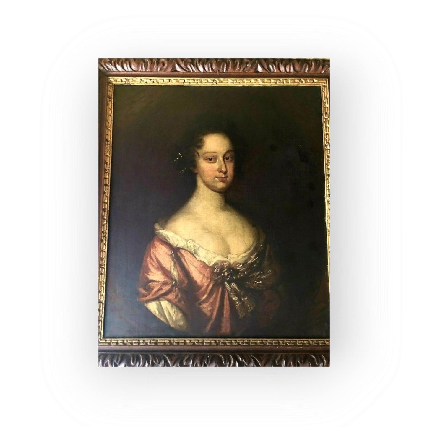A Late 17th Century English School Antique Oil Portrait Painting of an Aristocratic Lady