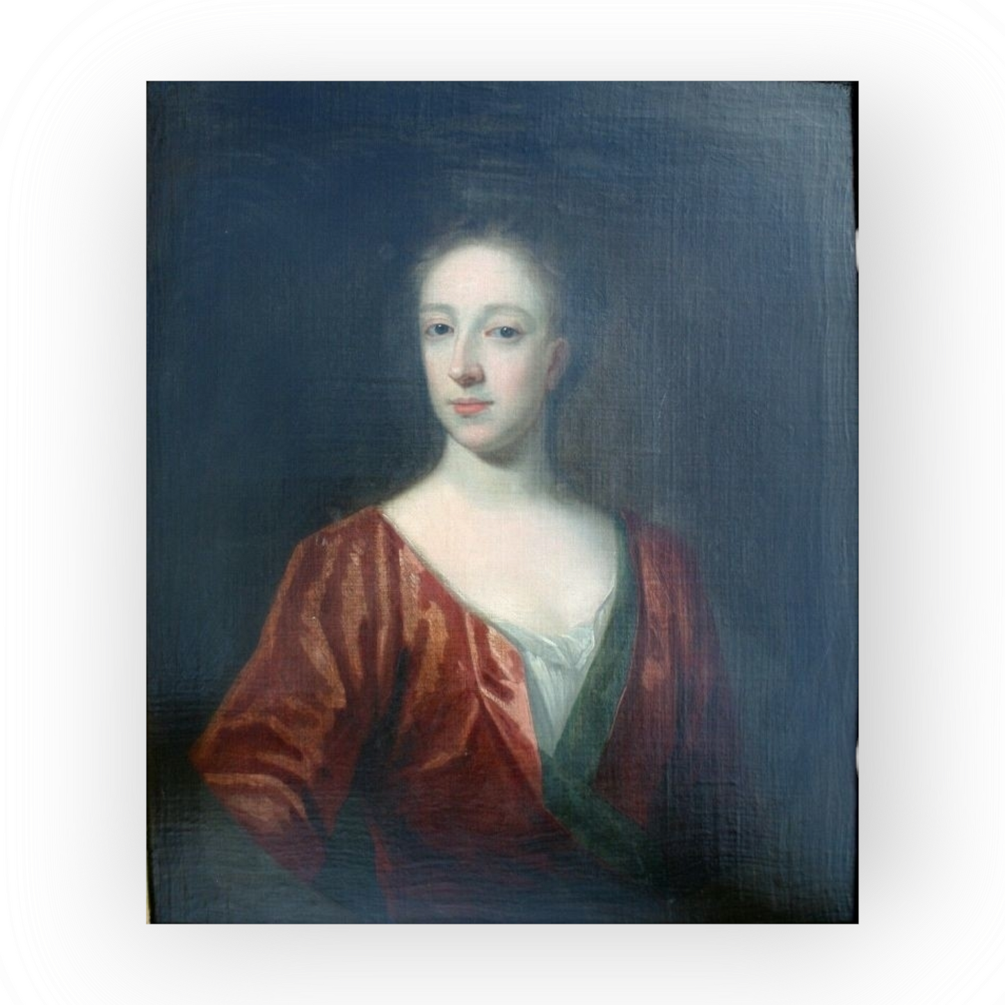 Previously Sold by Victor Needham Ltd - Follower of Sir Godfrey Kneller (1646-1723), An Early 18th Century English School Antique Oil on Canvas Portrait of a Lady Dated 1713