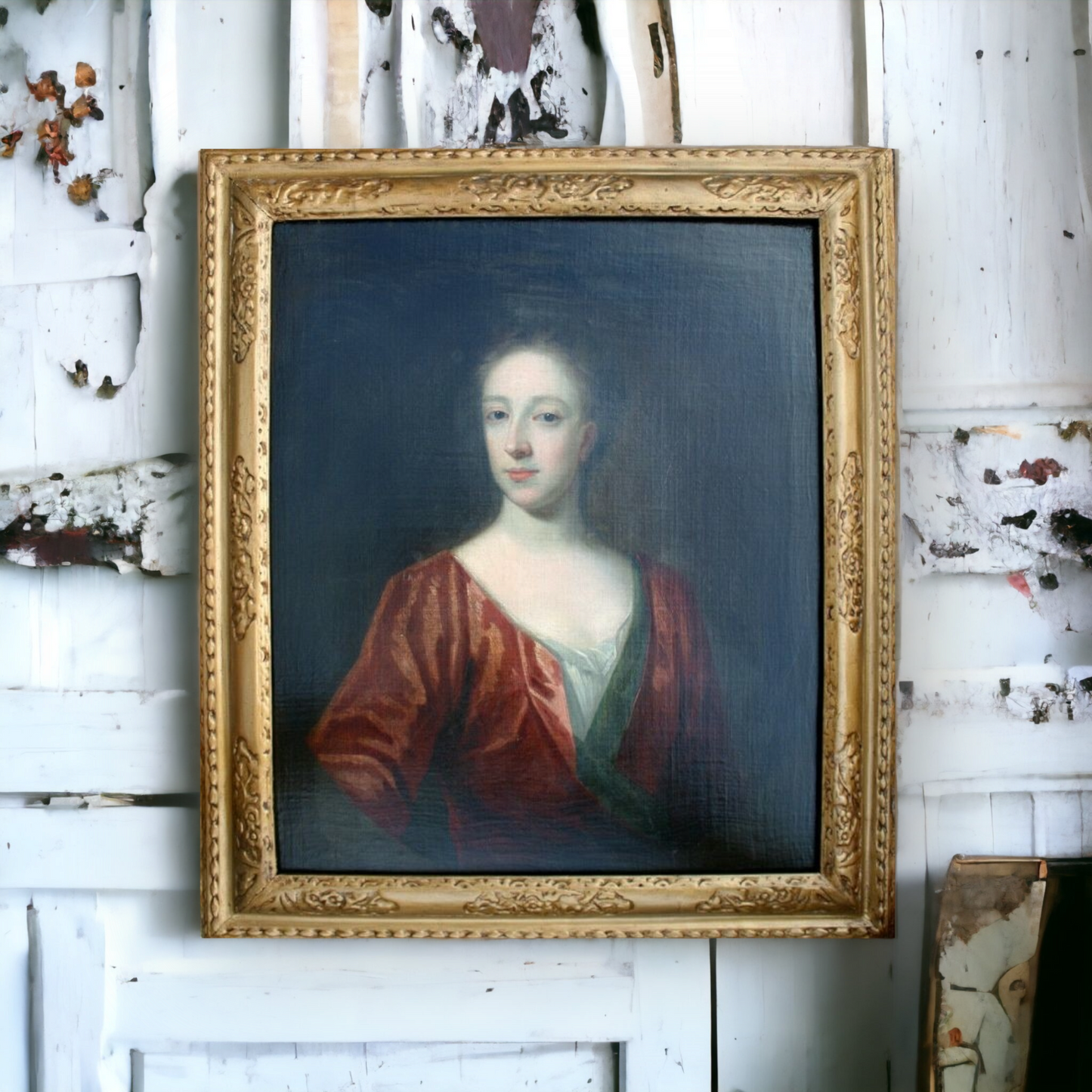 Previously Sold by Victor Needham Ltd - Follower of Sir Godfrey Kneller (1646-1723), An Early 18th Century English School Antique Oil on Canvas Portrait of a Lady Dated 1713