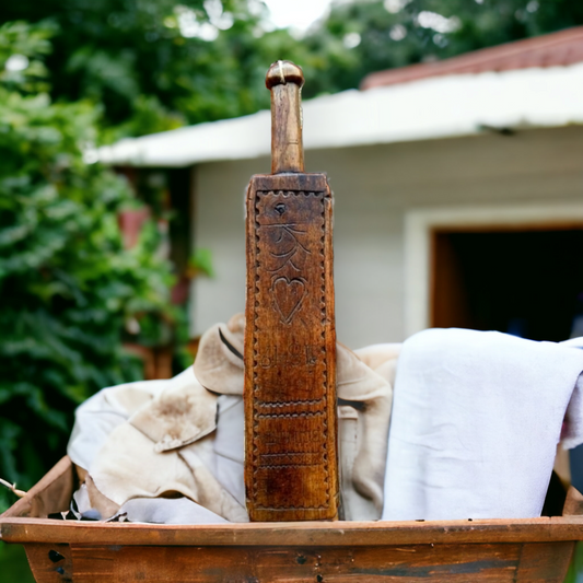 Mid 19th Century Scandinavian Antique Treen Laundry Bat / Love Token Dated 1849