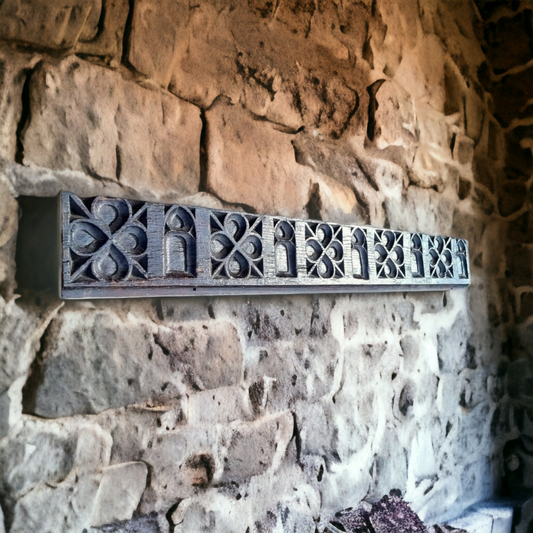 Late 15th Century Antique Carved Oak Blind Gothic Tracery Panel / Rail of Elongated Form