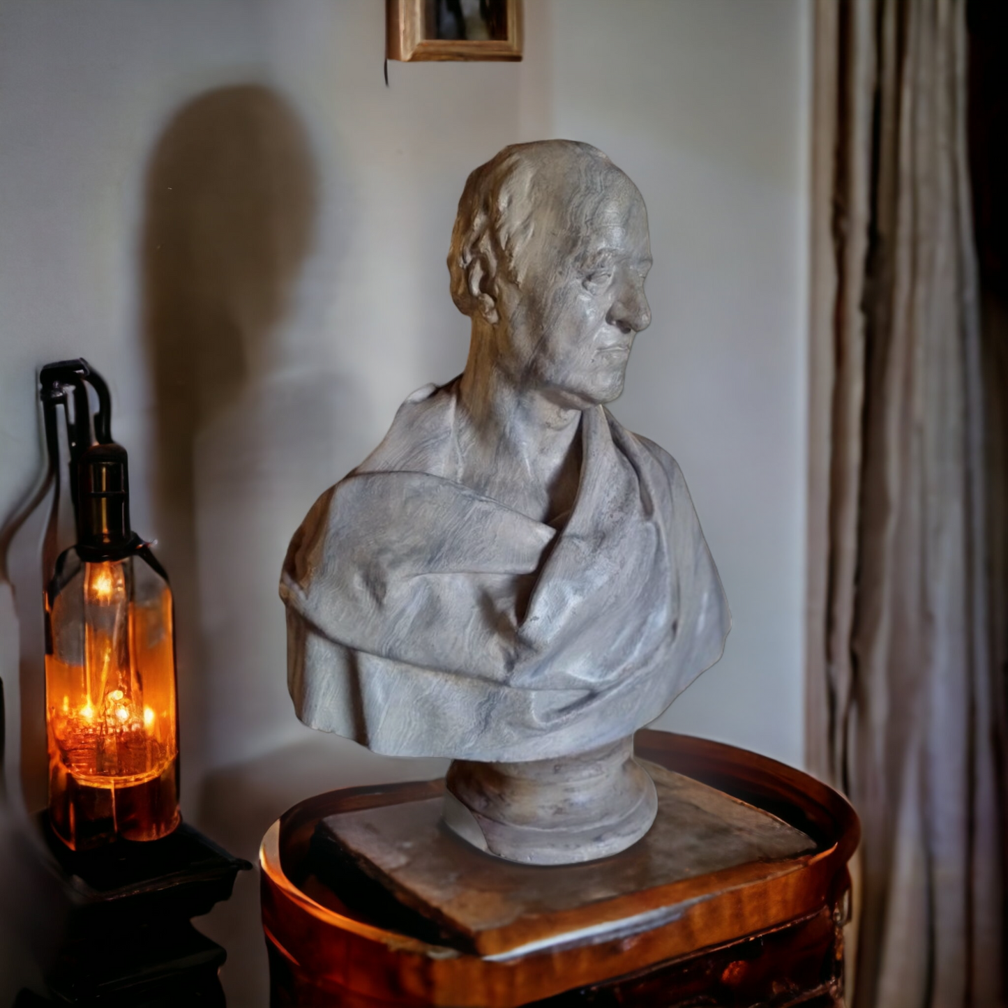 Robert William Sievier (1794-1865) - An Early 19th Century English Antique Faux Marble, Life-Size, Bust of a Gentleman in the Classical Manner