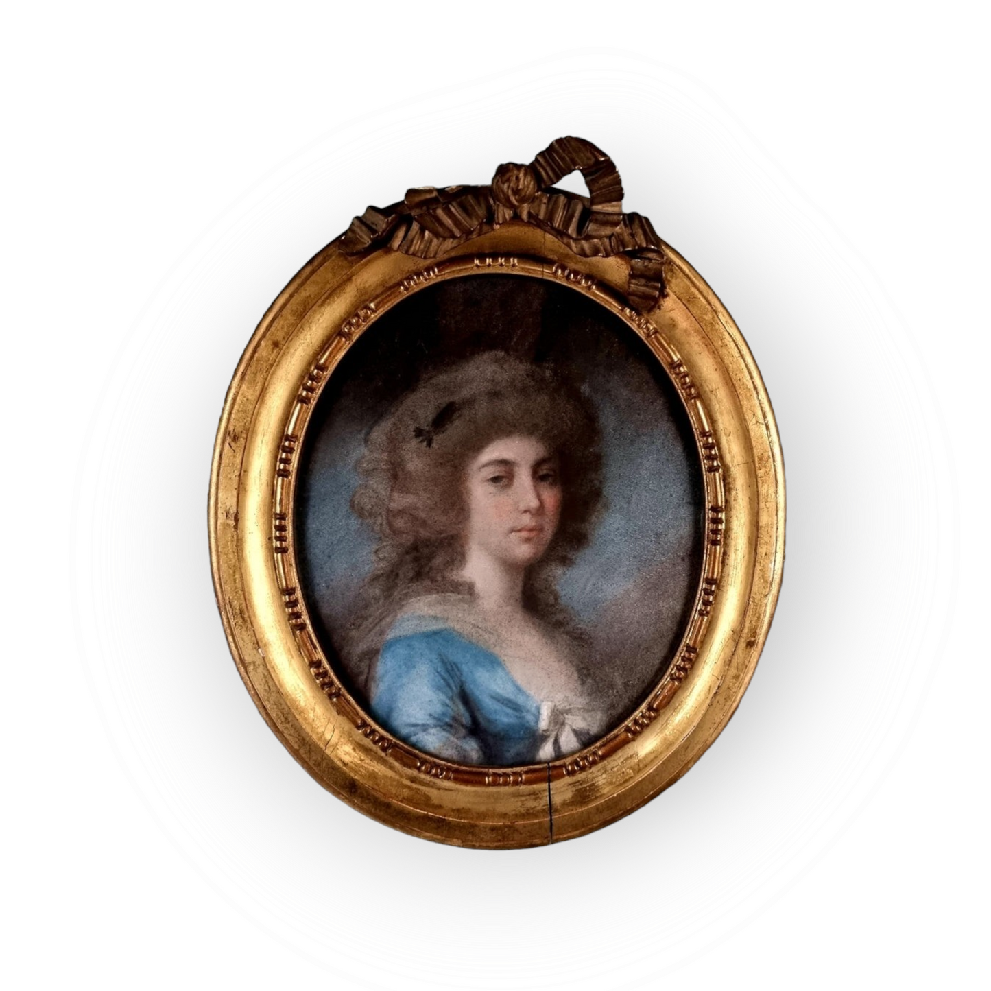 18th Century English School Antique Portrait of an Aristocratic Lady of Small Proportions Offered in "Attic Found" Condition