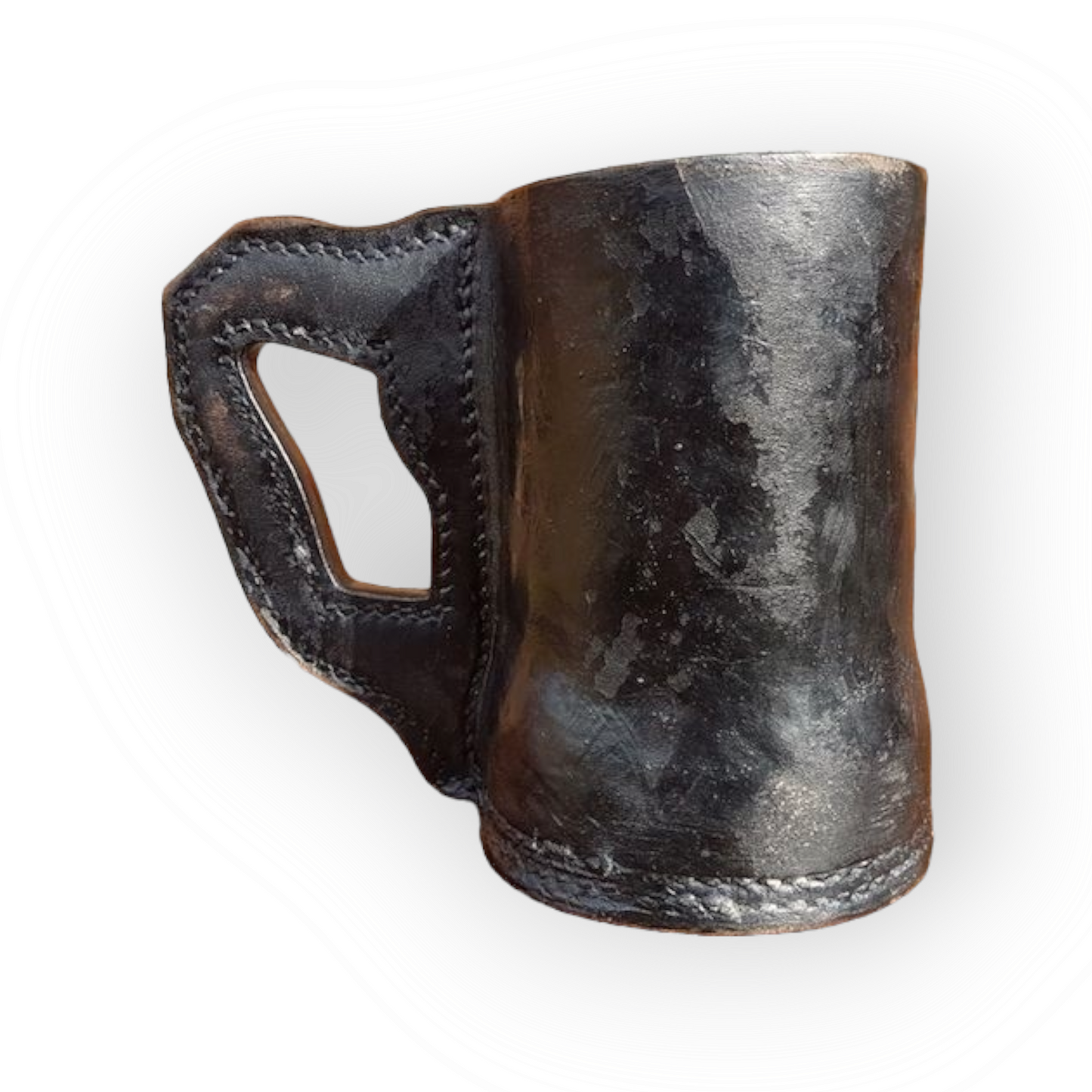 19th Century English Antique Leather Blackjack Drinking Tankard, Circa 1860-80