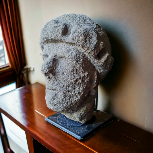 Early 16th Century English Antique Carved Stone Head of a Tudor Gentleman