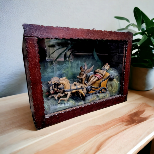 19th Century English Antique Folk Art Diorama Depicting Elijah's Chariot