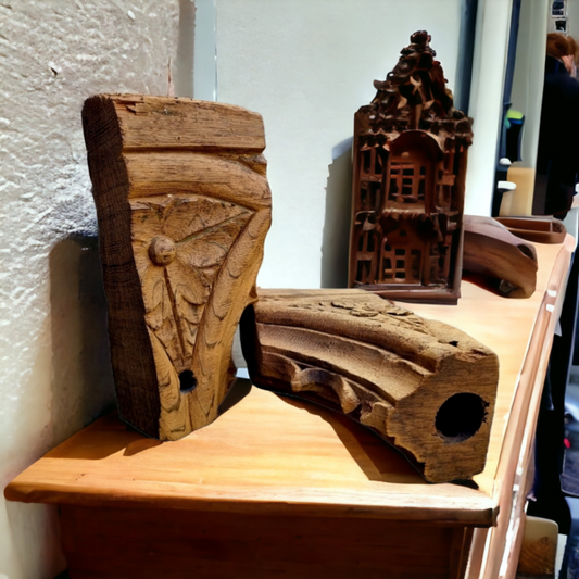 Rare Matched Pair of 15th Century English Antique Carved Oak Rood Screen Fragments