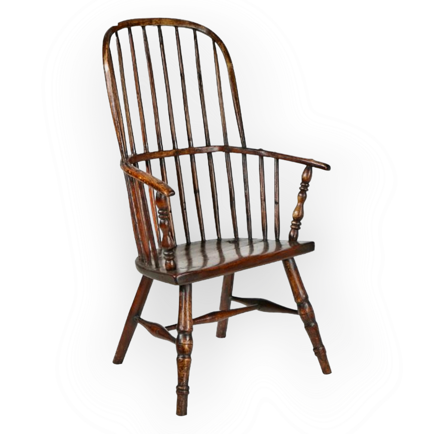 An Early 19th Century George III Period English Antique Ash & Elm Bow Back Windsor Armchair
