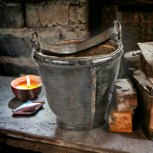 An 18th Century George III Period English Antique Leather Fire Bucket, circa 1760-1800