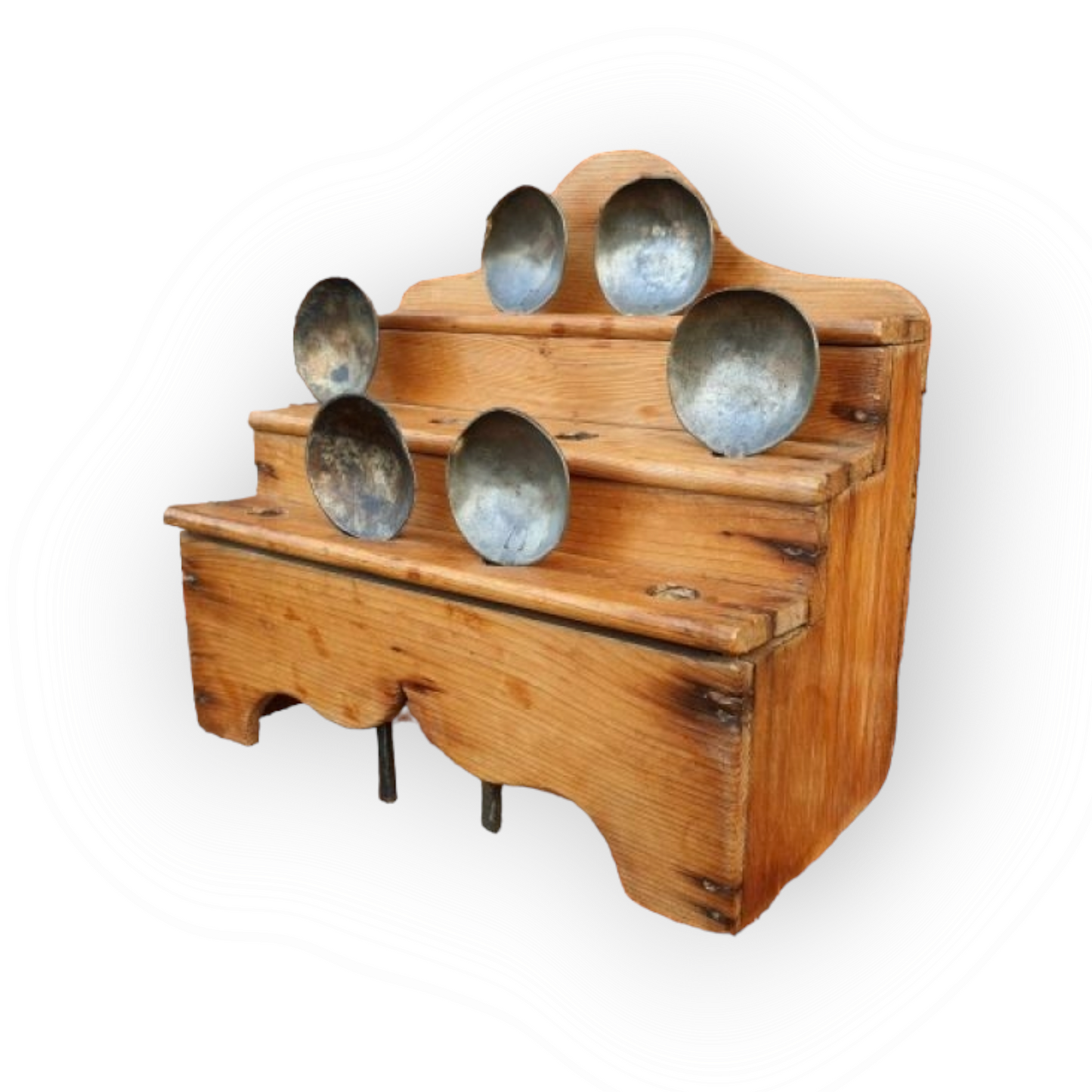 19th Century Welsh Antique Pine Stepped Spoon Rack