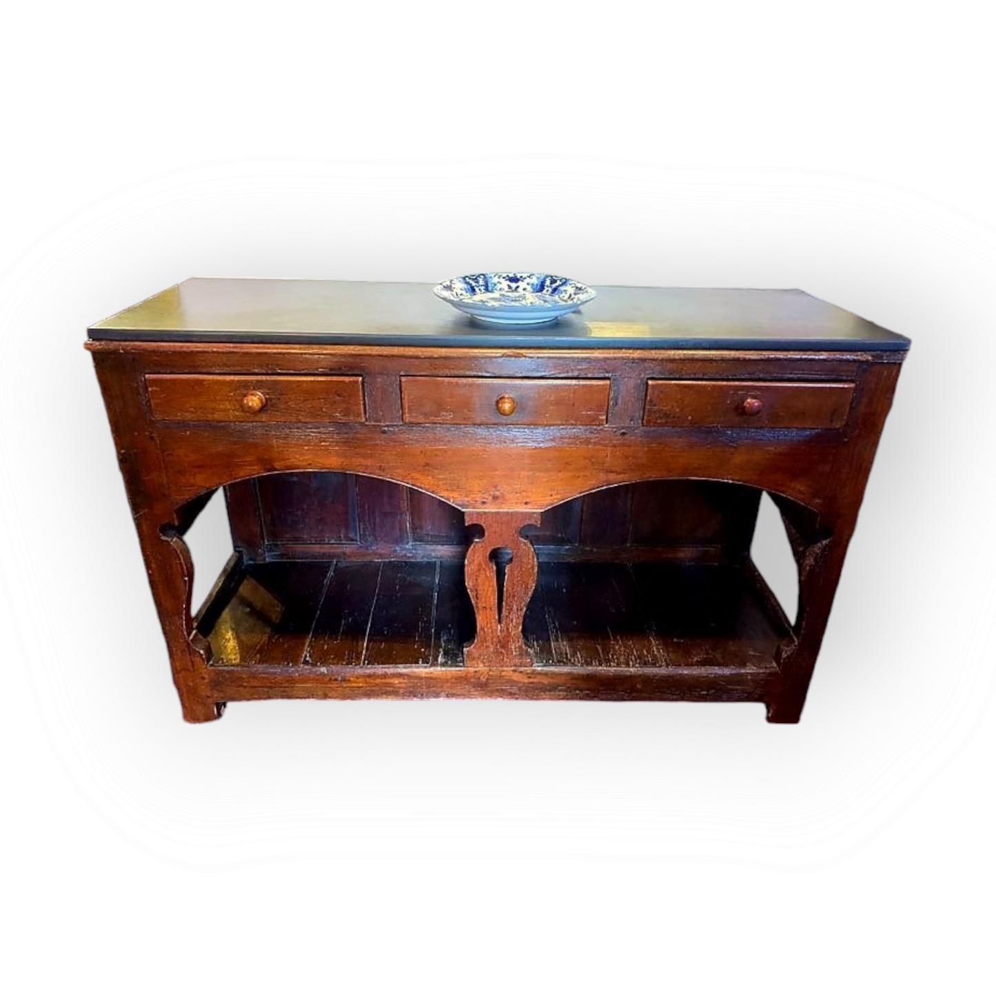 A Rustic Mid 18th Century English Antique Pine Pot Board Dresser Base