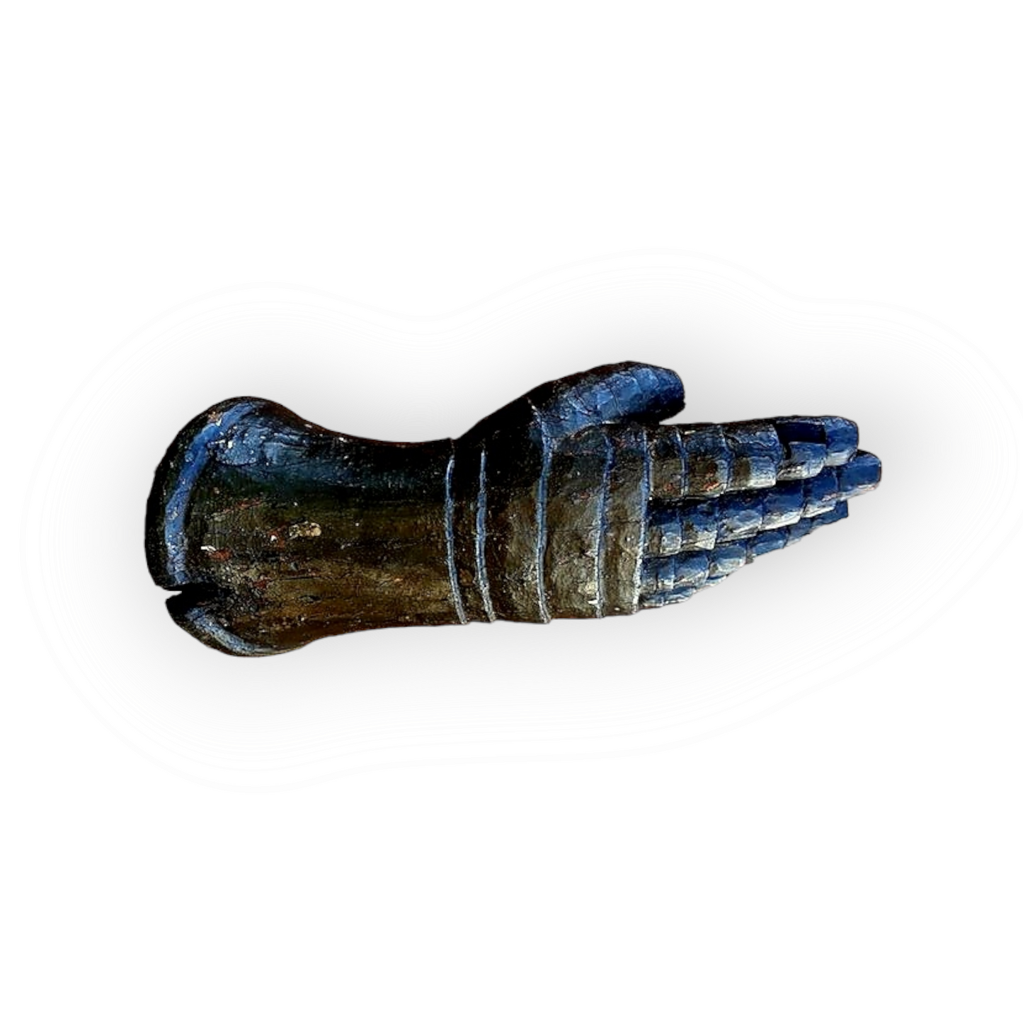 A Rare Life-Size Early 17th Century Antique Carved Wood Sculpture of an Armoured Glove or Gauntlet