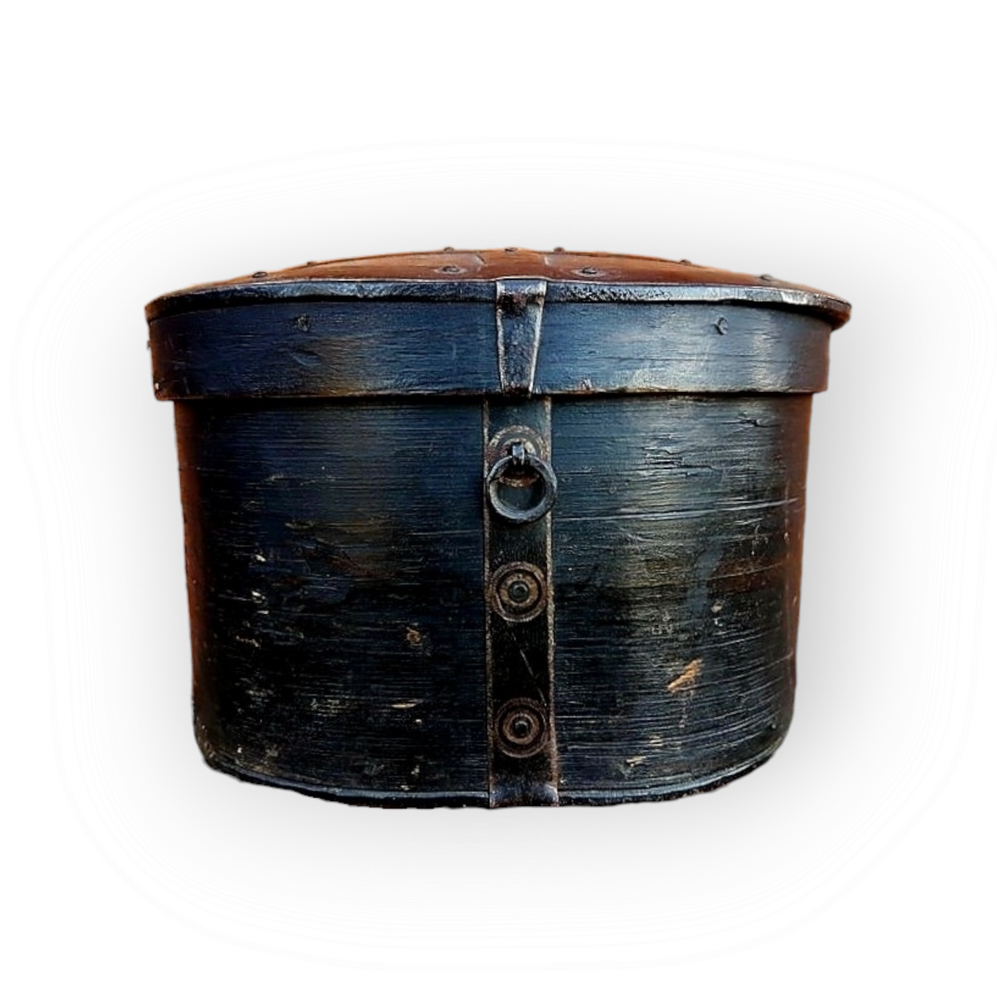 Large 18th Century Scandinavian Bentwood Box with Traces of Original Paint, Circa 1780