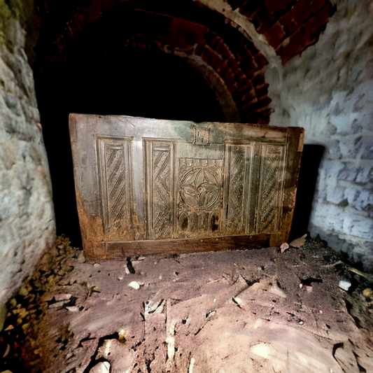 15th-Century Gothic Antique Carved Oak Coffer Front, circa 1450-1480