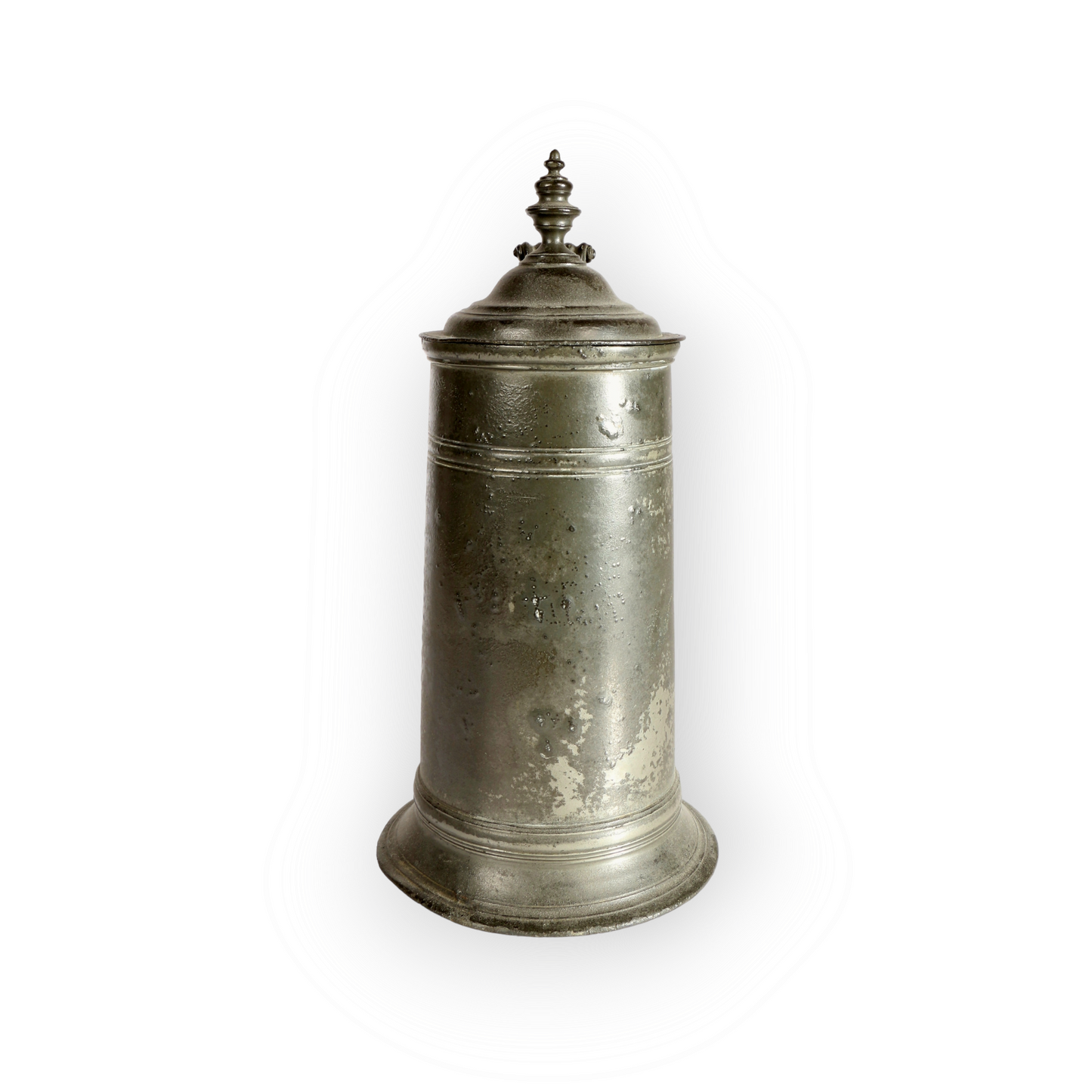 An Early 18th-Century, George I Period, English Antique Pewter Spire Flagon, circa 1715, Bearing The Touchmark for John Newman, London, (fl.1699-1733)