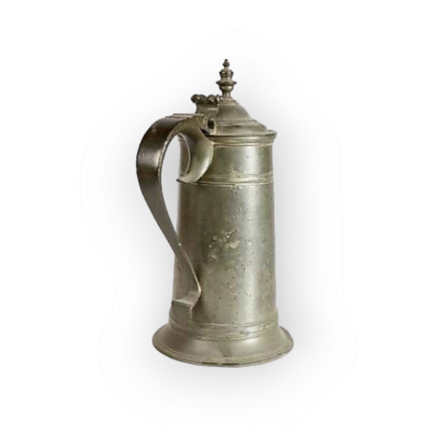 An Early 18th-Century, George I Period, English Antique Pewter Spire Flagon, circa 1715, Bearing The Touchmark for John Newman, London, (fl.1699-1733)