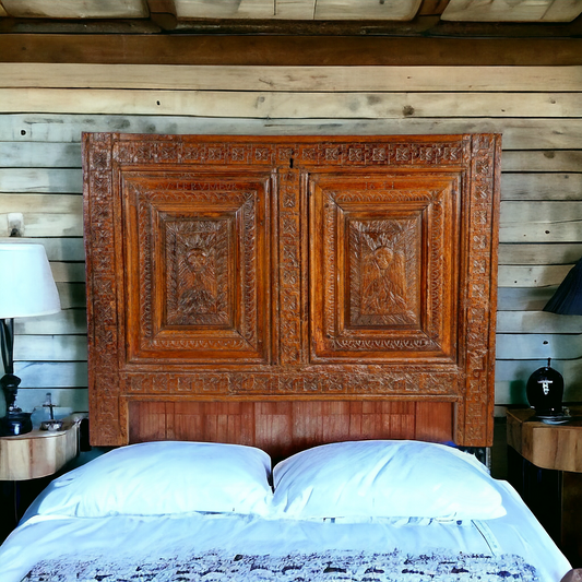 17th Century French Antique Oak Coffer Front Dated 1641 - Ideal as a Headboard
