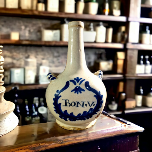 18th Century Anglo-Dutch Antique Delftware Apothecary's Medicine Bottle / Wet Drug Bottle