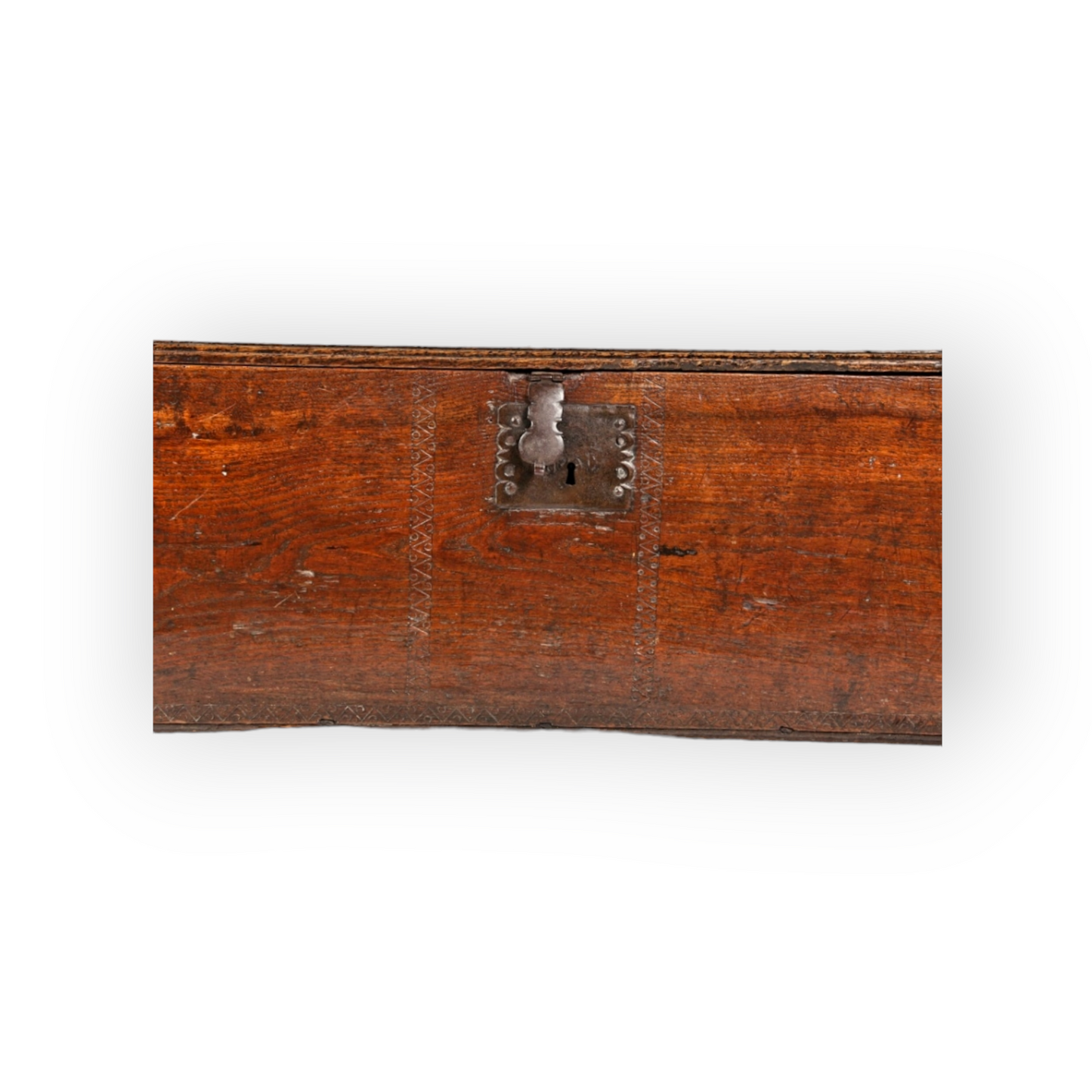 17th Century English Antique Elm Sword Chest / Six Plank Boarded Chest or Coffer