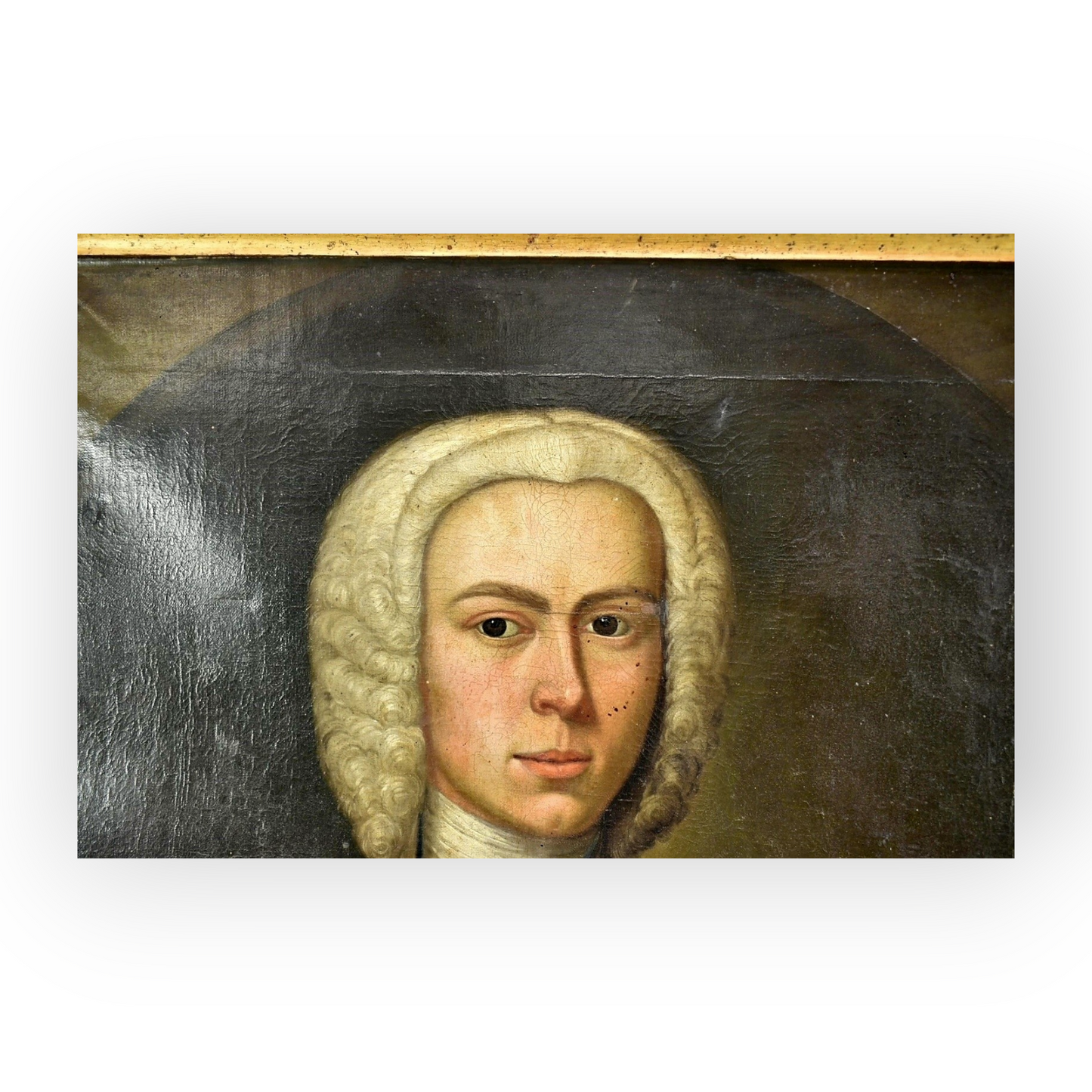 Early 18th-Century English School Antique Oil on Canvas Portrait of Mr Newcome, circa 1736