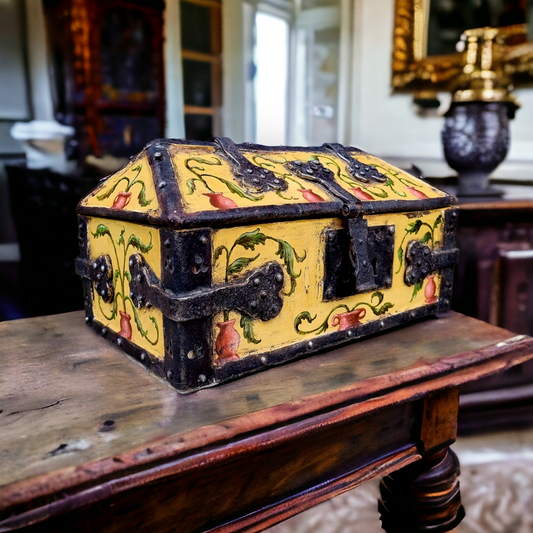 Early 16th Century Continental Antique Iron-Bound Table Top Box or Casket