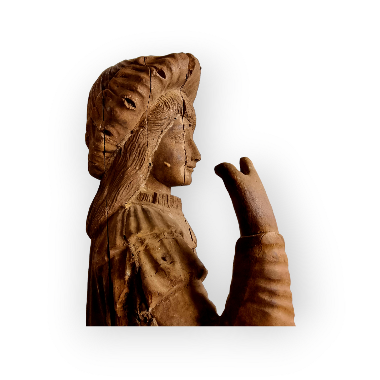Large 16th Century Flemish Antique Carved Oak Architectural Fragment Depicting A Male Figure