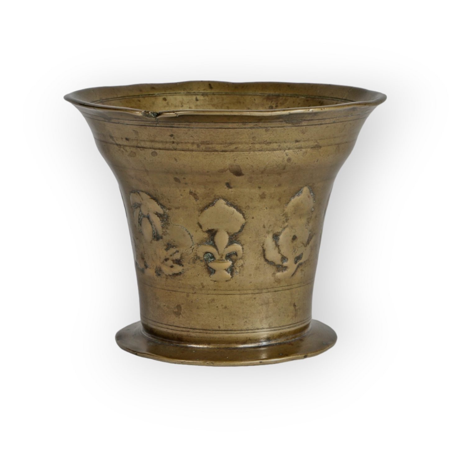 A Diminutive 17th Century Charles I Period, English Antique Bronze-Alloy Mortar, Attributed To The ‘X’ Foundry, Suffolk, England, circa 1680.