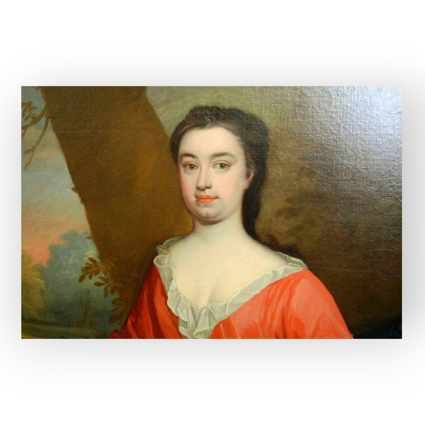 Follower of Michael Dahl (1659–1743) - A Large late 17th Century English School Antique Oil On Canvas Portrait Of An Aristocratic Lady Gesturing Towards A Red Squirrel