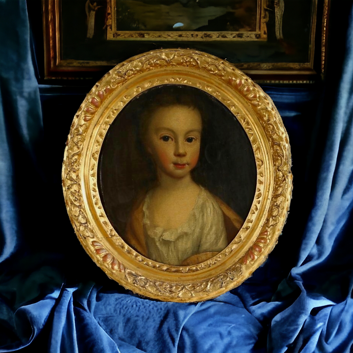 Follower of Sir Godfrey Kneller - A Mid 18th Century English School Antique Oil on Canvas Portrait of a Young Child