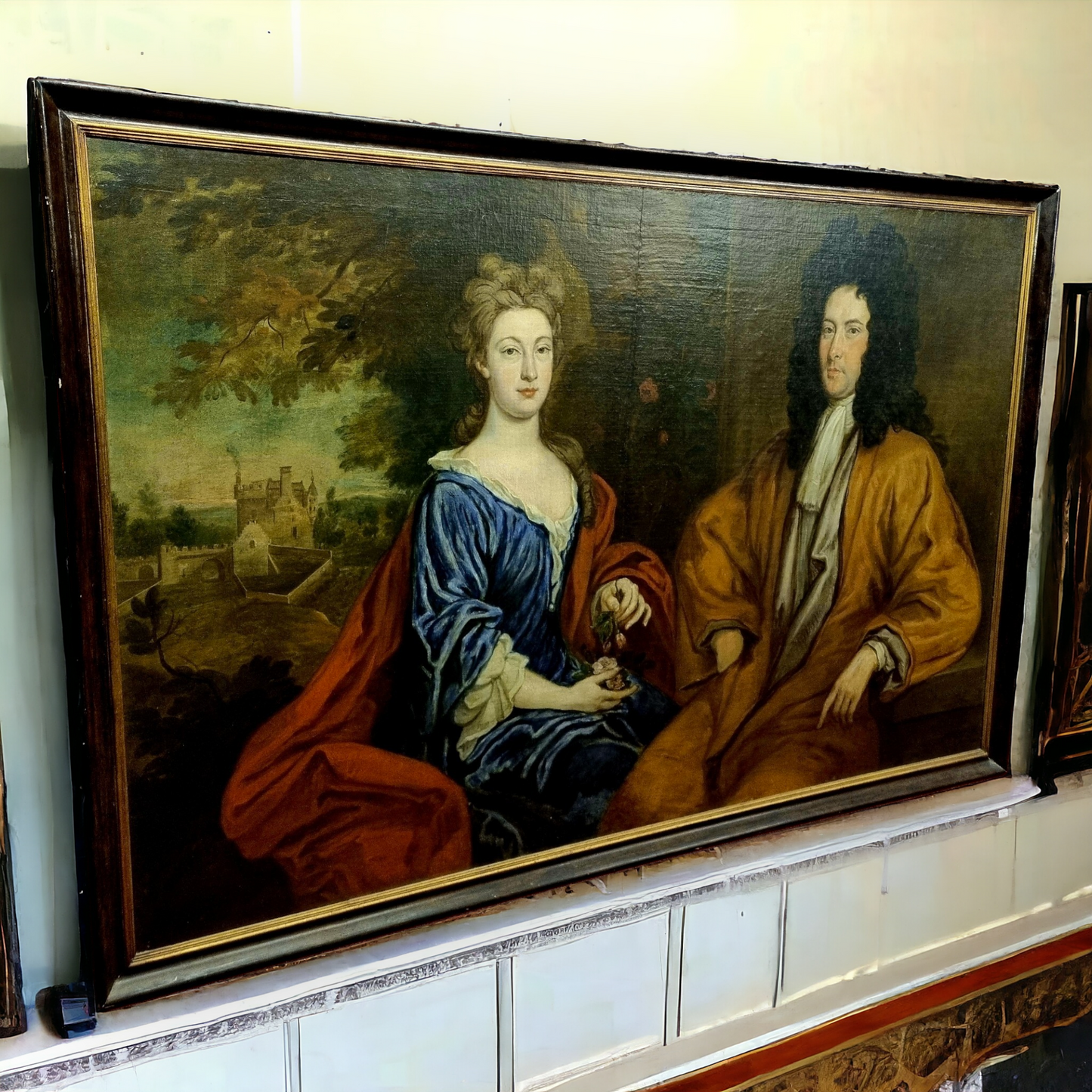 Very Large Late 17th Century Scottish School Antique Oil of a Gentleman & His Wife