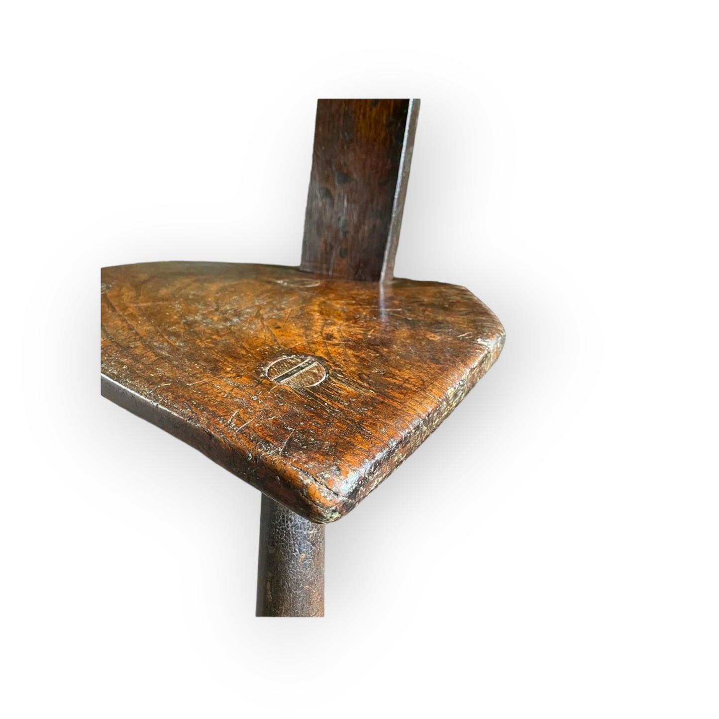 Rare Primitive 18th Century Welsh Antique Three-Legged Spinning Chair
