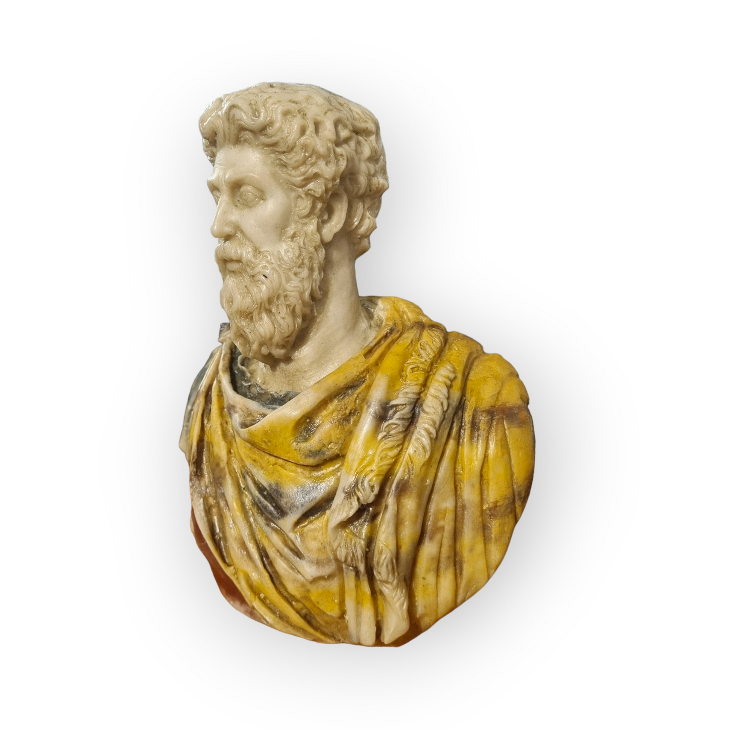 Grand Tour Interest - A Diminutive Roman Antique Reconstituted Stone / Marble Bust of Marcus Aurelius in the Classical Manner