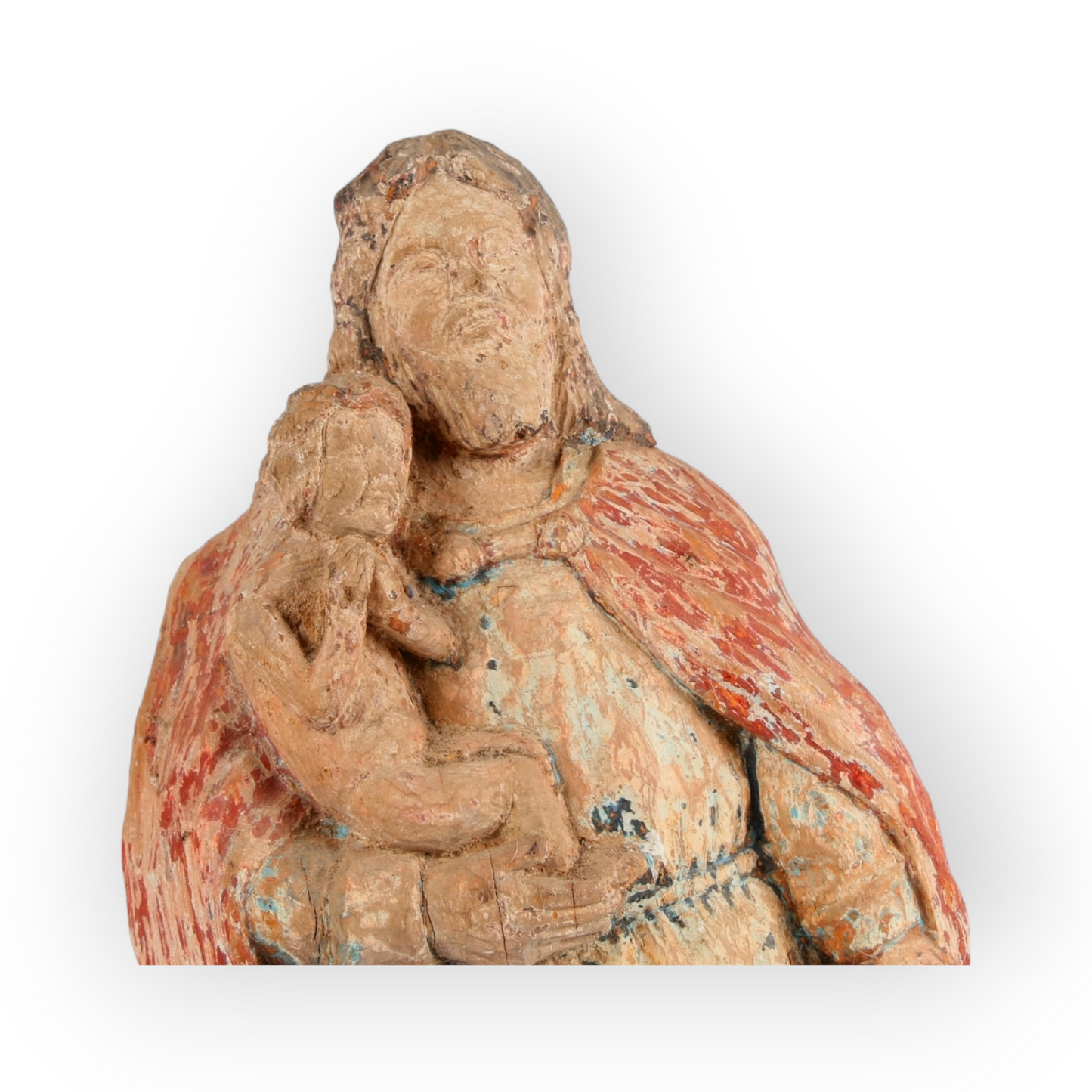 English Antique Folk Art - Harry Macdonald The Woodcarver From Woolmer Green - A 15th Century Style Carved Wood Sculpture Depicting Joseph & His Two Sons, Manasseh & Ephraim