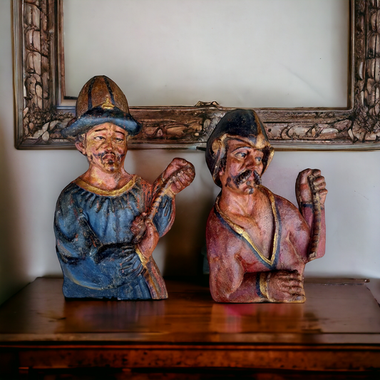 A Pair of Large 17th Century Antique Carved Limewood Sculptures