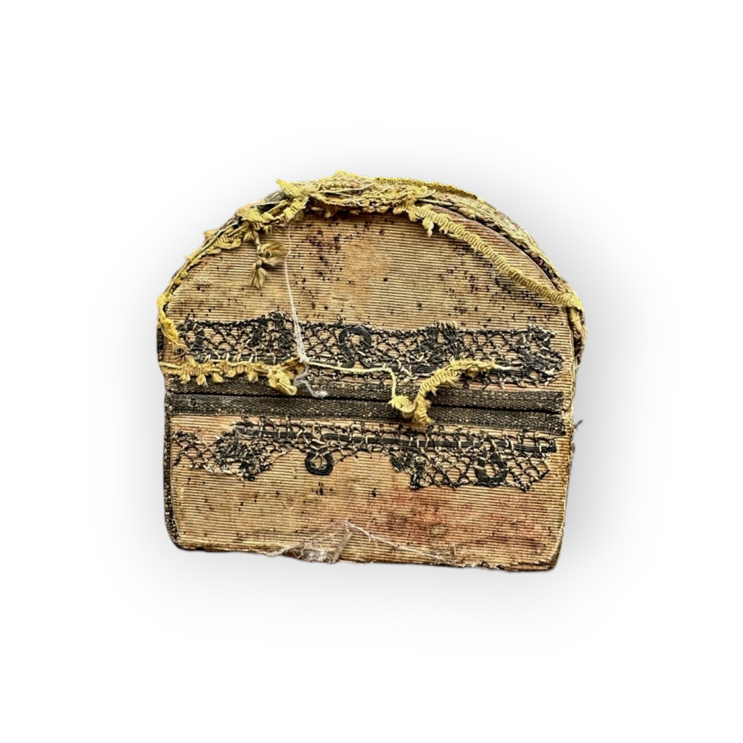 Diminutive 17th Century English Antique Embroidered Table Casket