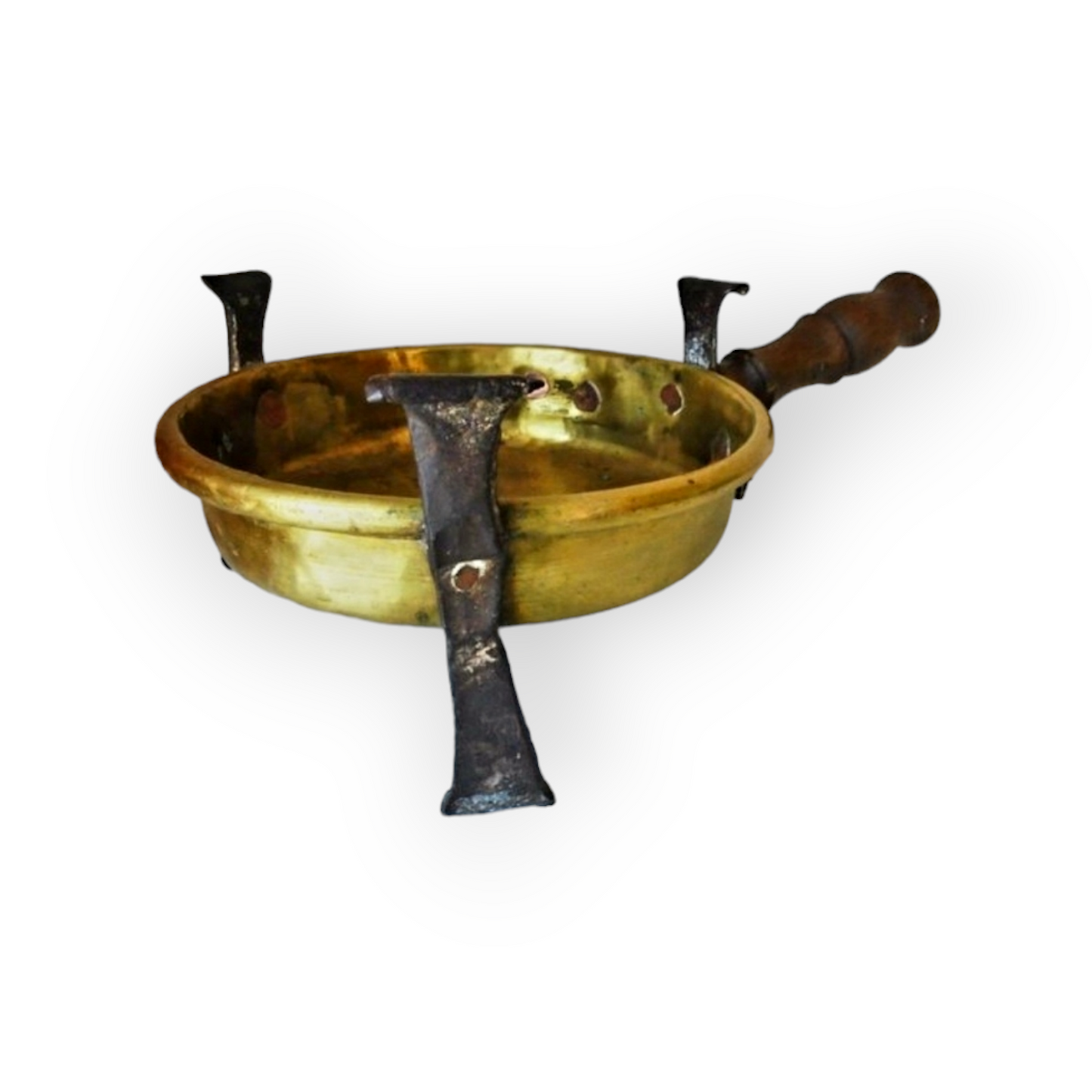 Mid-18th Century Antique Brass, Iron and Fruitwood Chafing Dish, Circa 1750