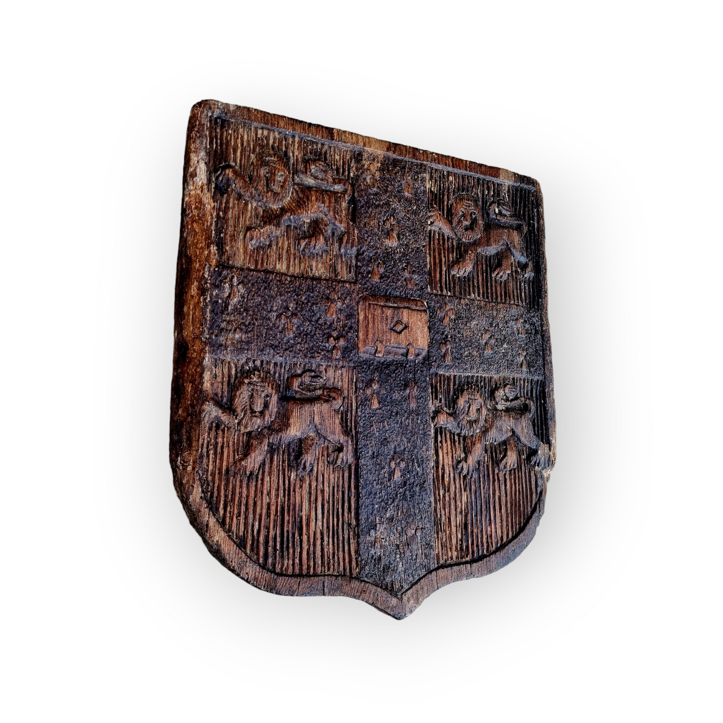 Early 18th Century English Antique Carved Pine Coat of Arms Representing Cambridge University