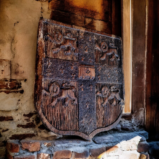 Early 18th Century English Antique Carved Pine Coat of Arms Representing Cambridge University