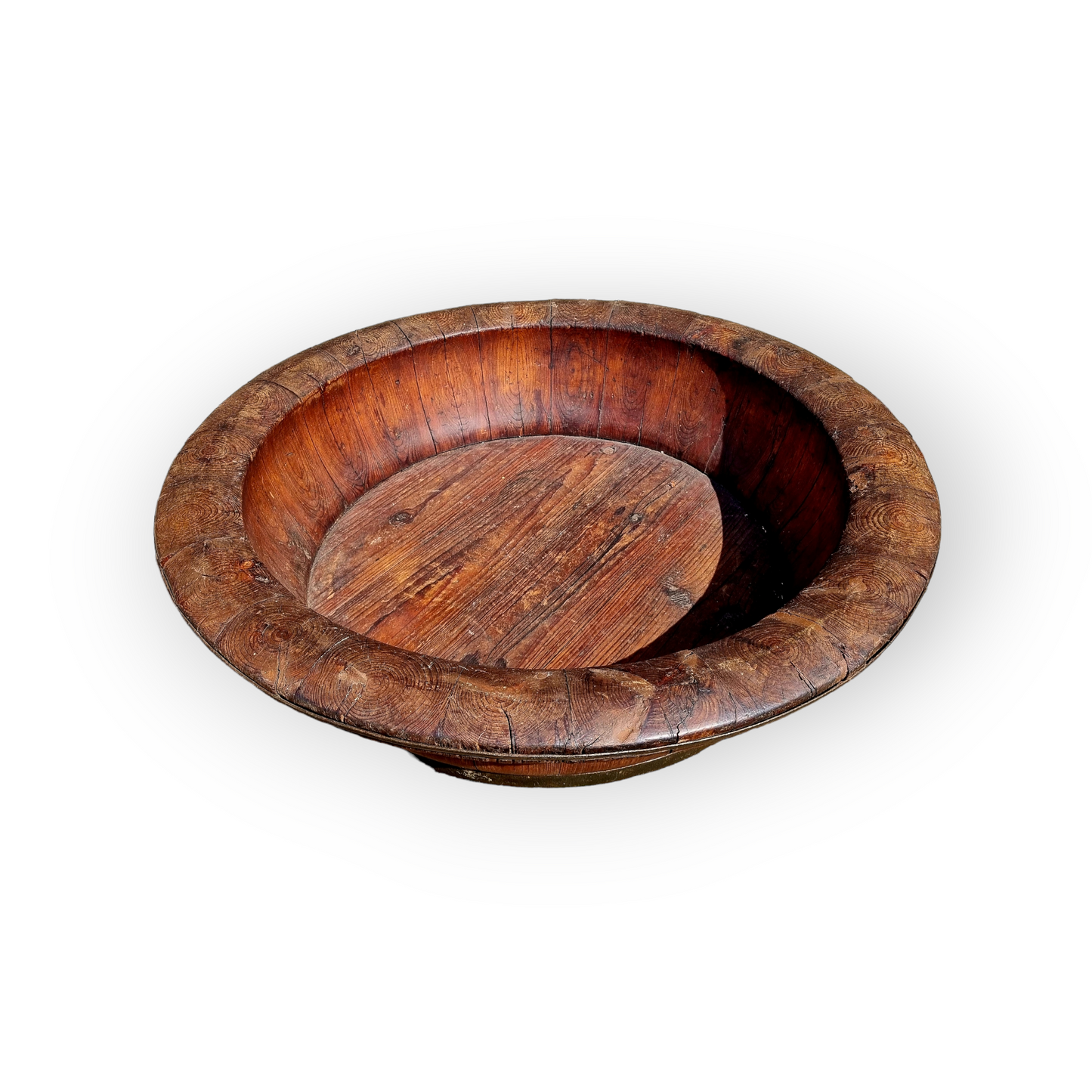 Very Large 19th Century Antique Cedarwood Coopered Bowl Approximately 30 Inches Wide