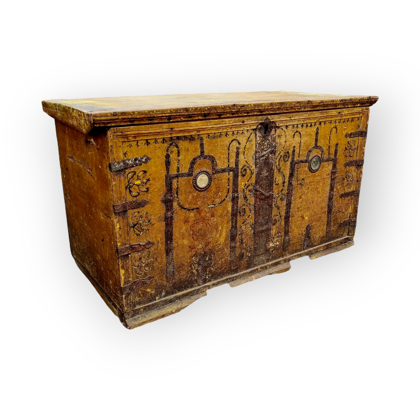 Early 19th-Century Anatolian Antique Folk Art Decorated Marriage Chest