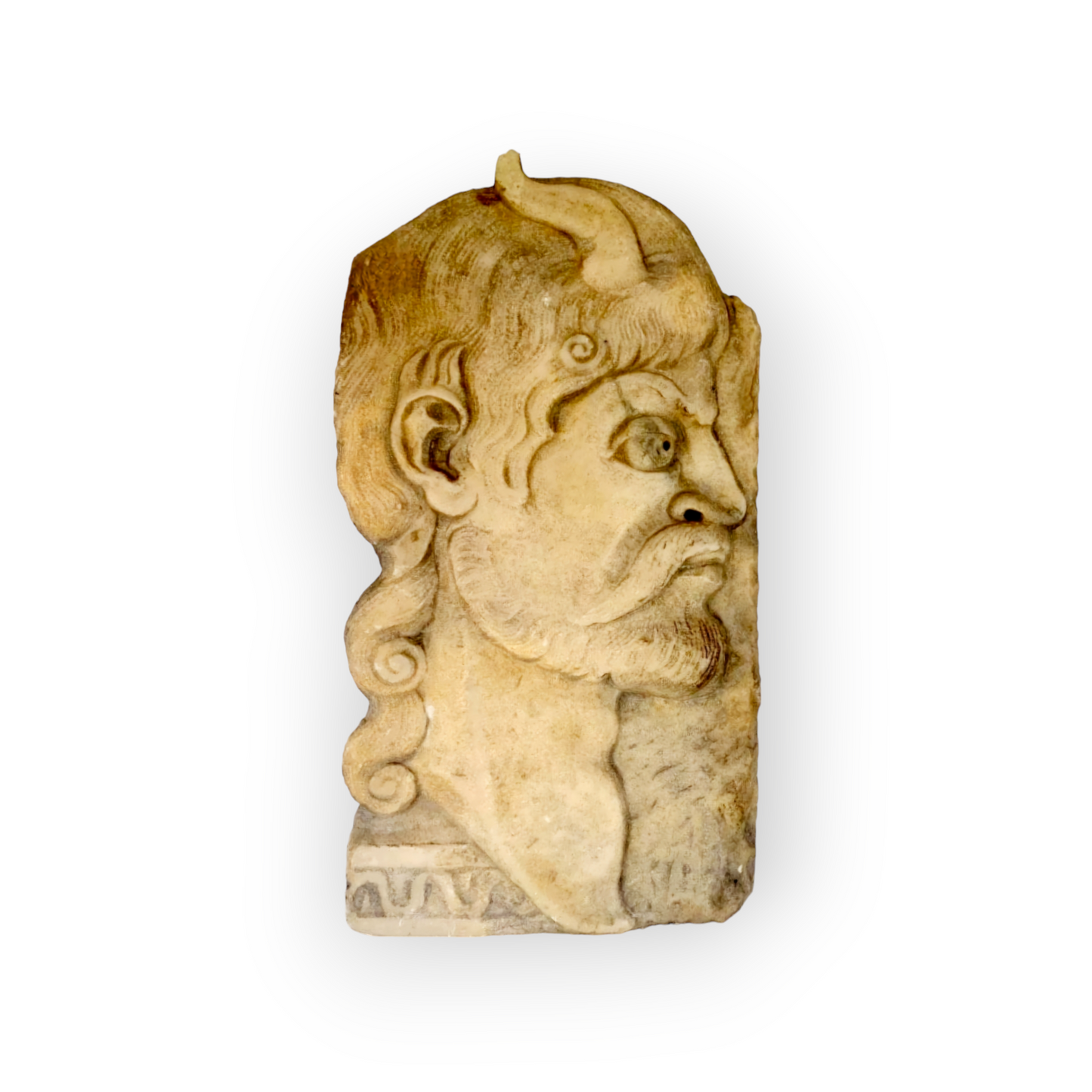 18th-Century Grand Tour Italian Antique Carved Marble Fragment Depicting The Roman God Faunus