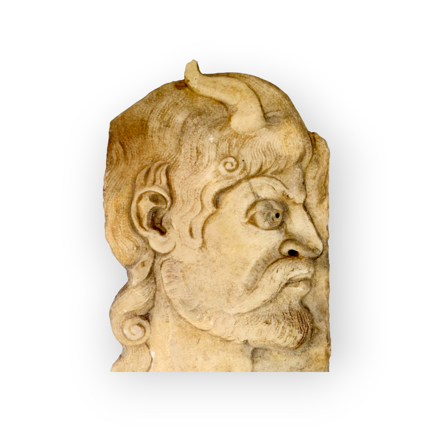 18th-Century Grand Tour Italian Antique Carved Marble Fragment Depicting The Roman God Faunus