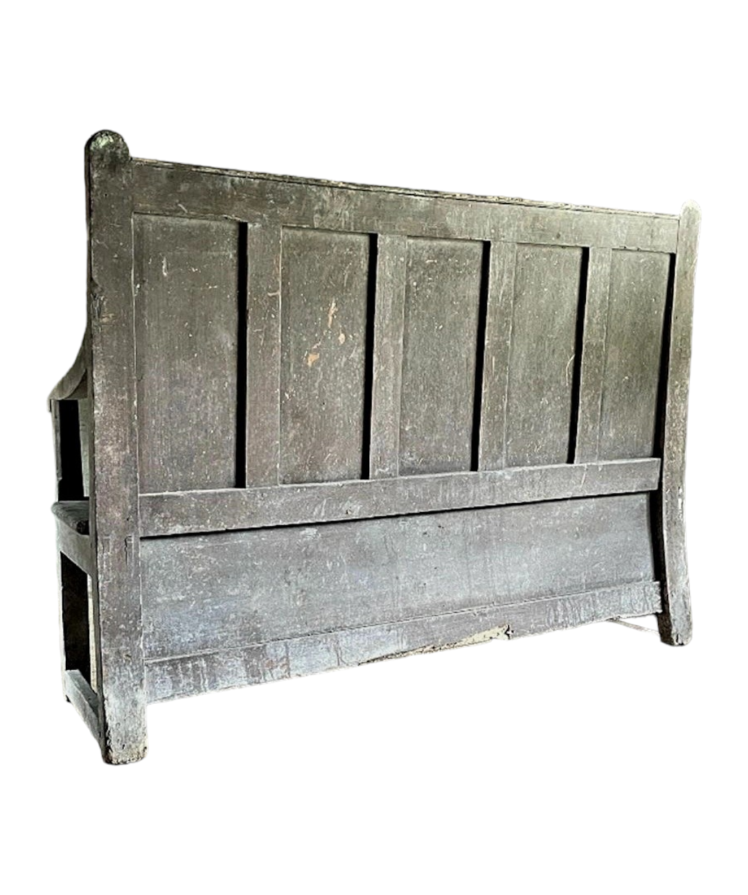 An 18th Century Welsh Antique Pine Settle In Original Paint