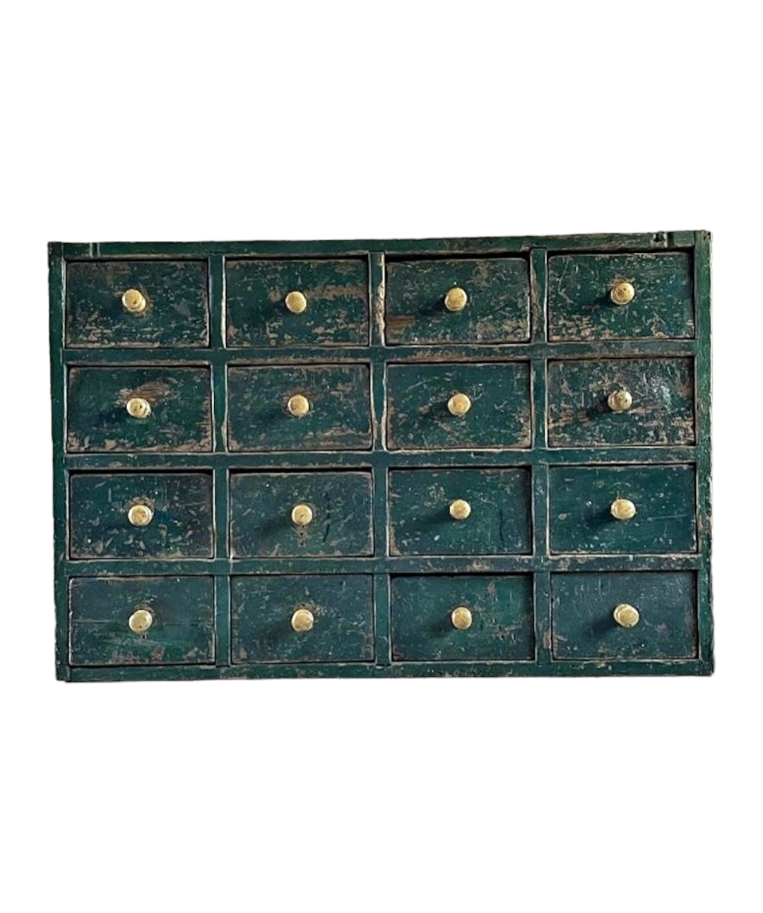 19th Century English / Welsh Antique Bank of Drawers In Original Green Paint