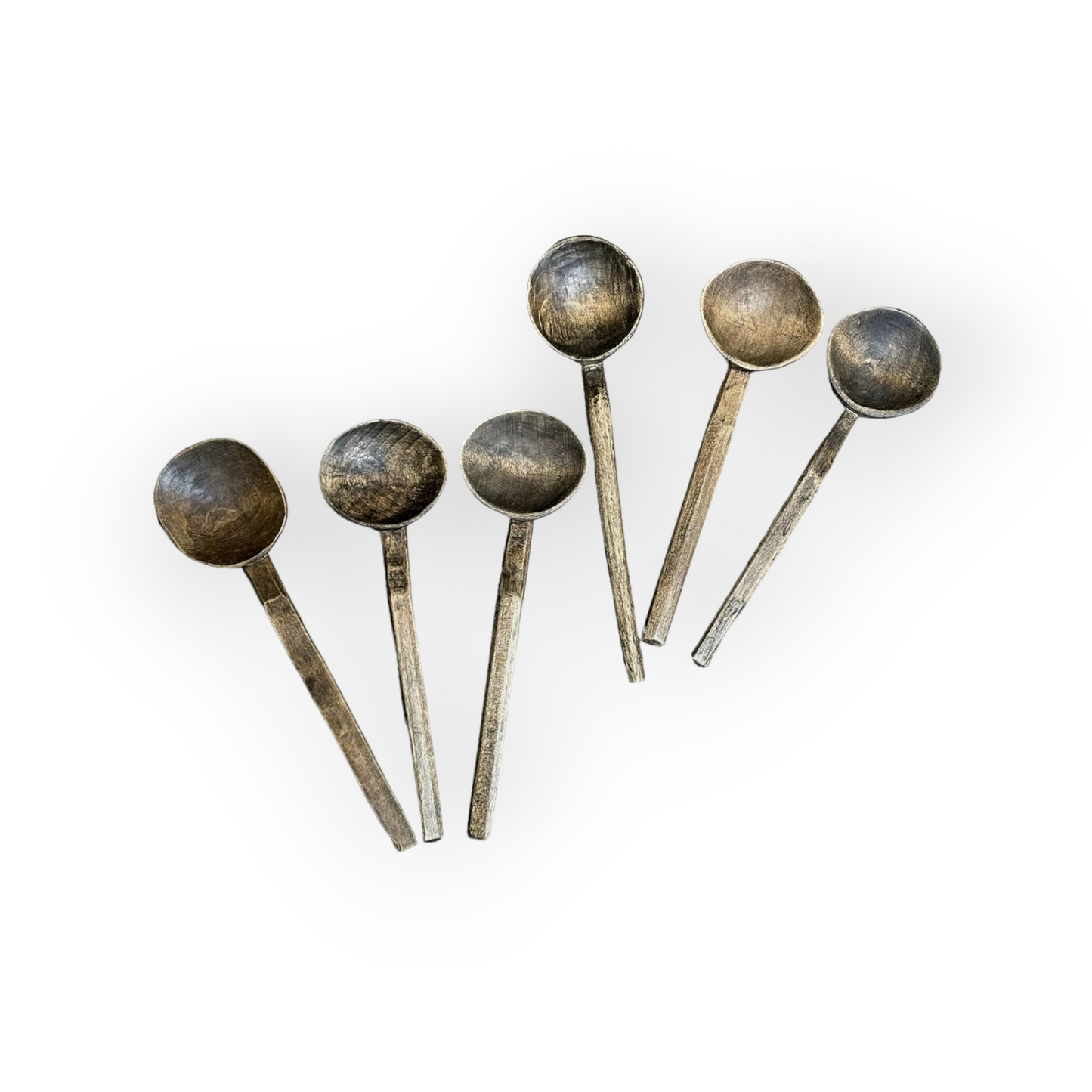 Set Of Six Welsh Antique Treen Cawl Spoons