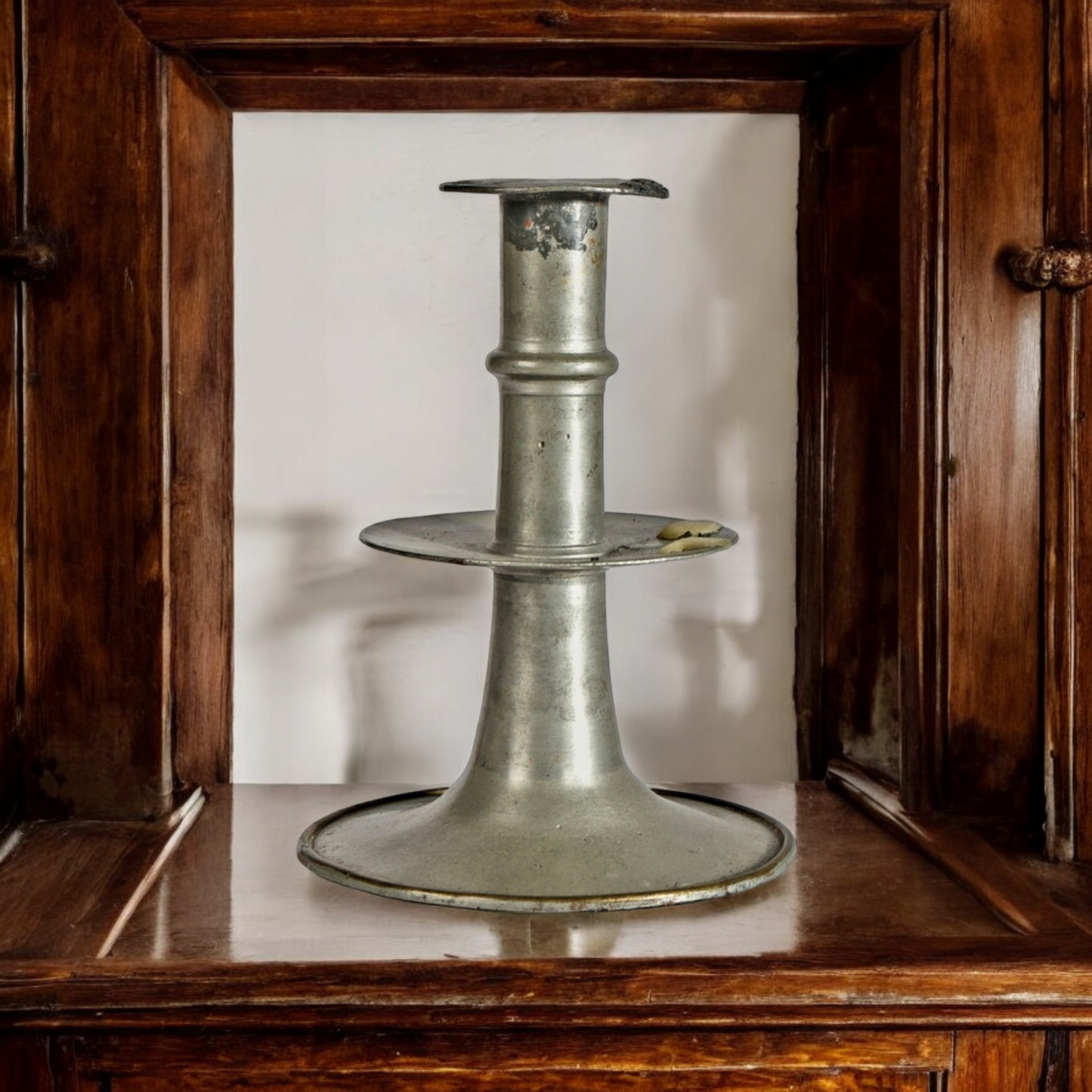 Rare Mid 17th-Century English Antique Pewter Candlestick, circa 1660, With Provenance