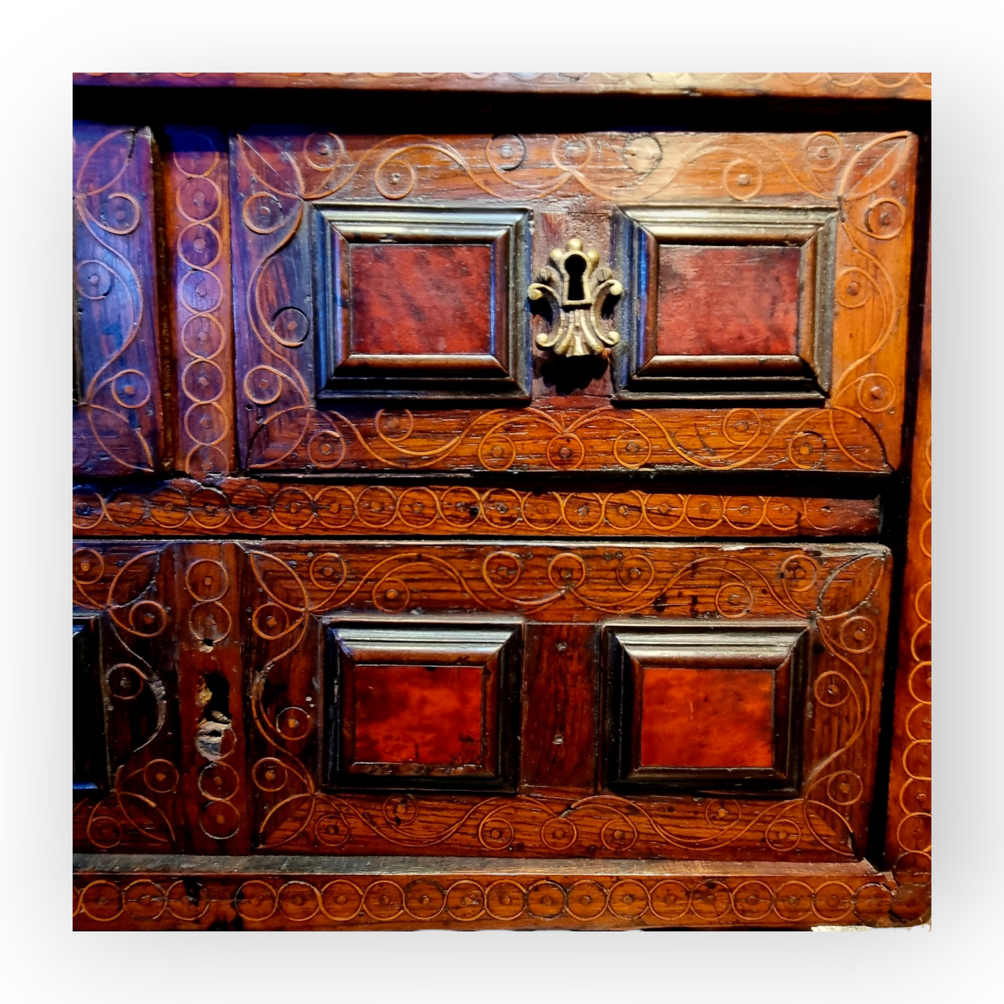 A Superb 17th-Century Spanish Antique Collectors Cabinet / Bargueno of Diminutive Proportions