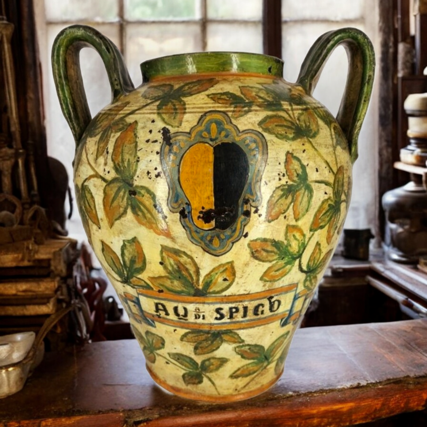 Large & Impressive Early 18th Century Italian Antique Maiolica Albarello / Pharmacy Jar