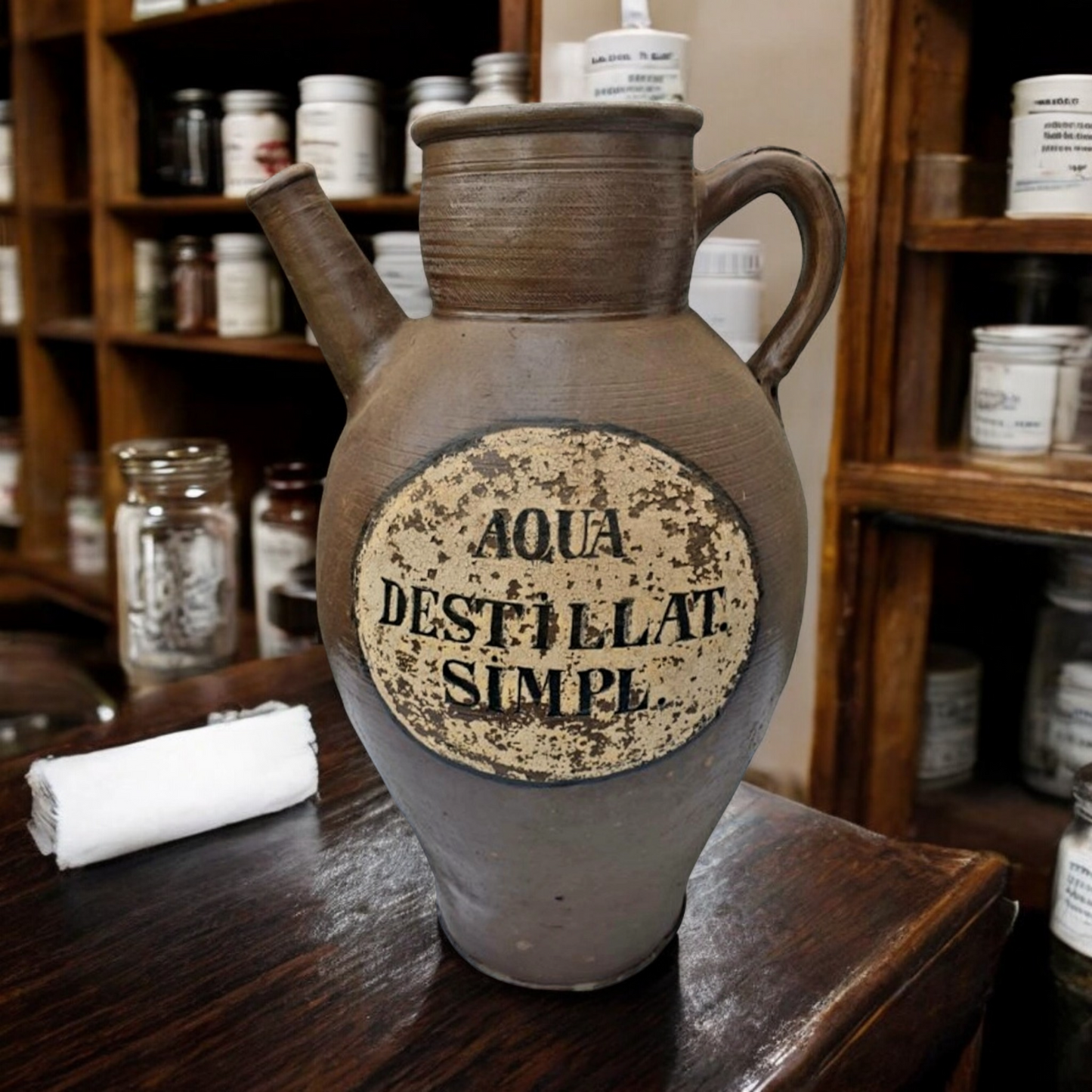 Large & Rare Mid 18th Century German Antique Salt-Glazed Stoneware Apothecary's / Pharmacist's Wet Drug Jar